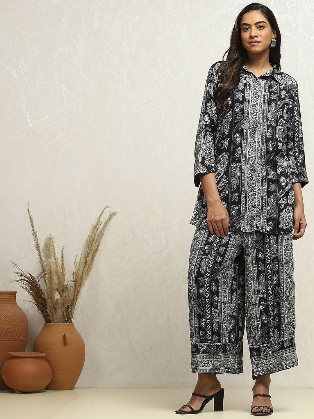 

Biba Printed Tunic With Trousers, Black