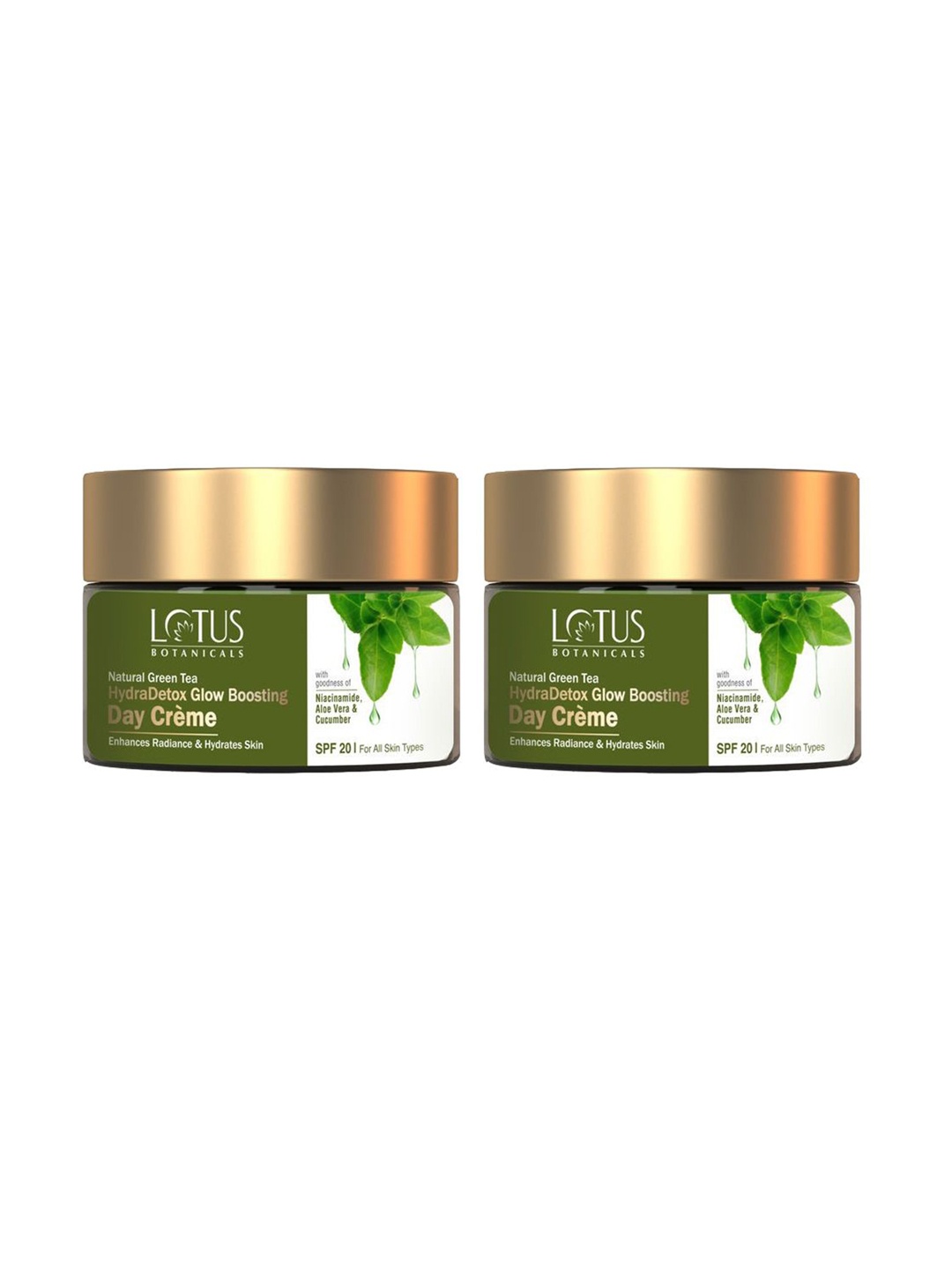 

Lotus Botanicals HydraDetox Set Of 2 Natural Green Tea Glow Boosting Day Cream -50g Each