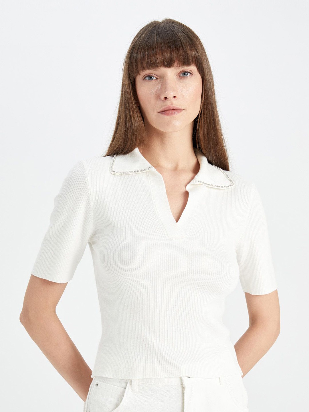 

DeFacto Collared T-Shirt, White