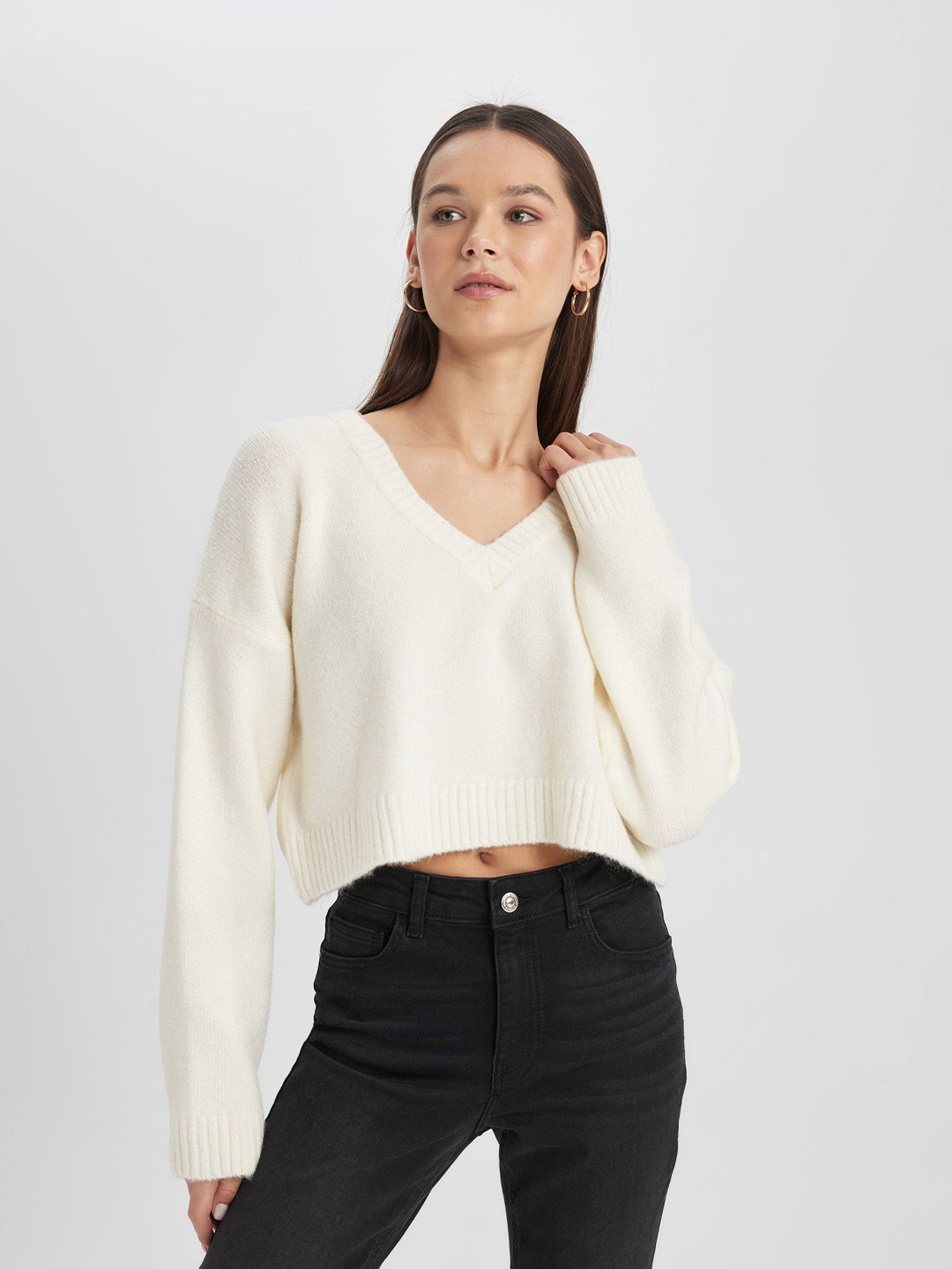 

DeFacto Women Crop Pullover, White