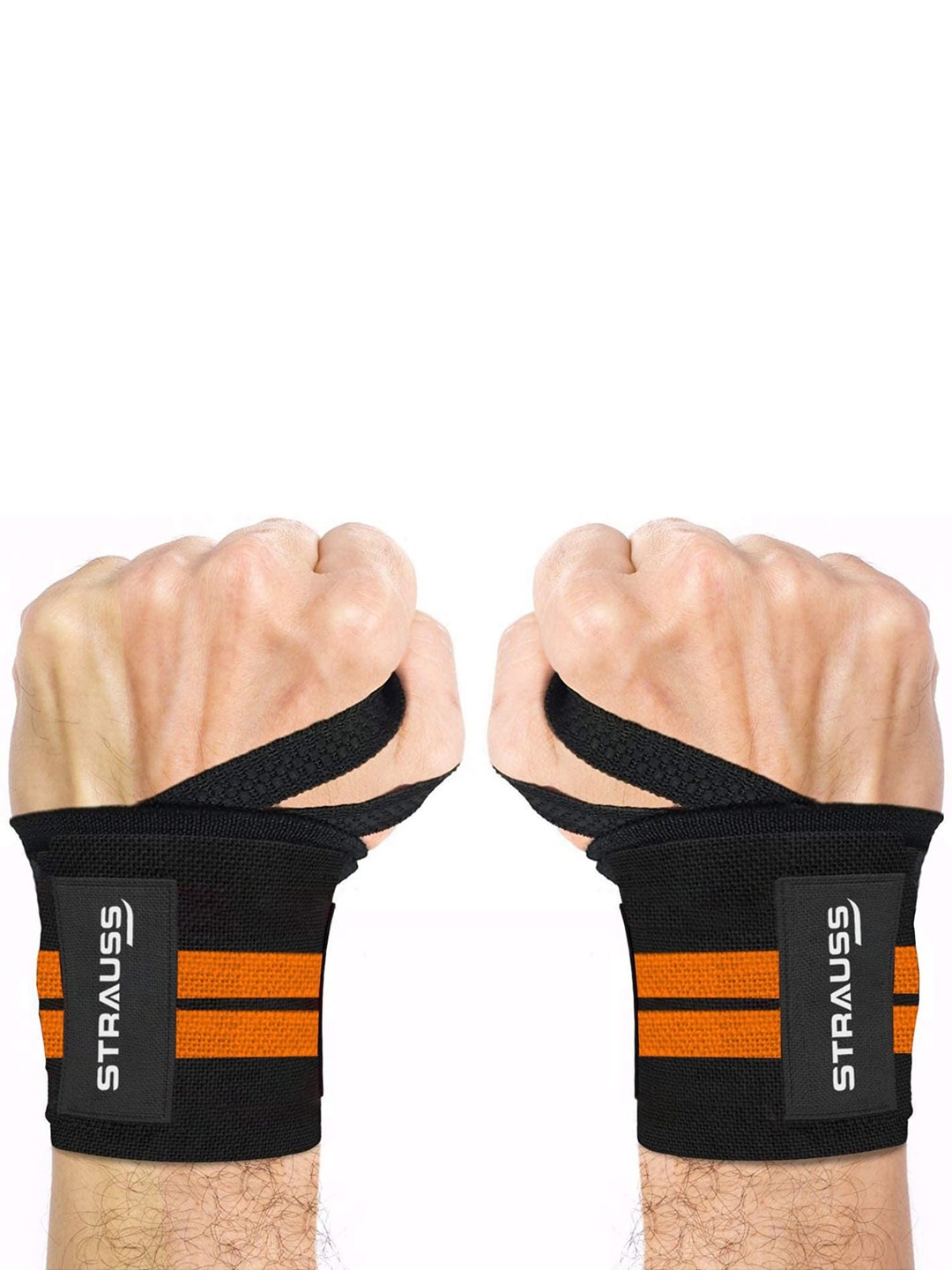 

STRAUSS Cotton Adjustable Wrist Supporter With Loop Straps, Black