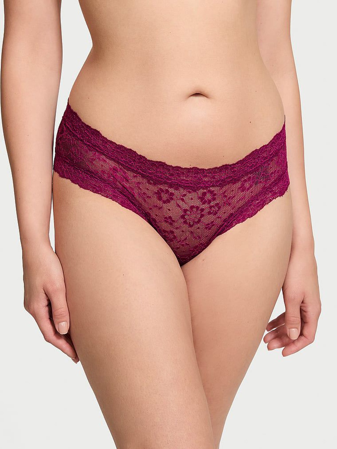 

Victoria's Secret Women Self Design Low-Rise Basic Briefs, Maroon