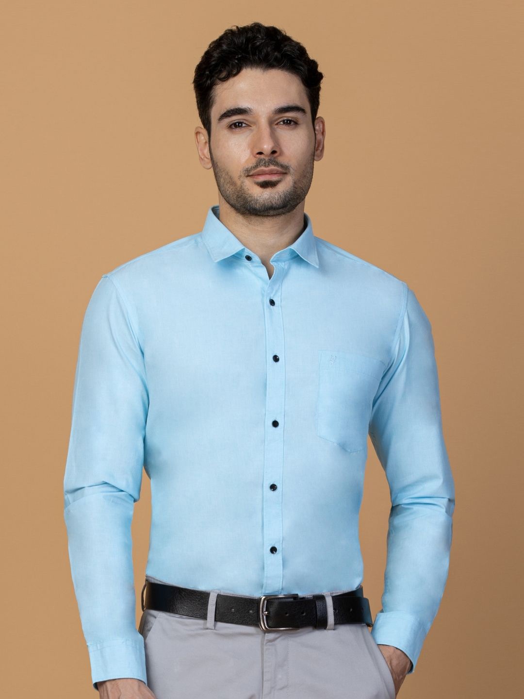 

Berkshire Men Comfort Slim Fit Opaque Formal Shirt, Blue