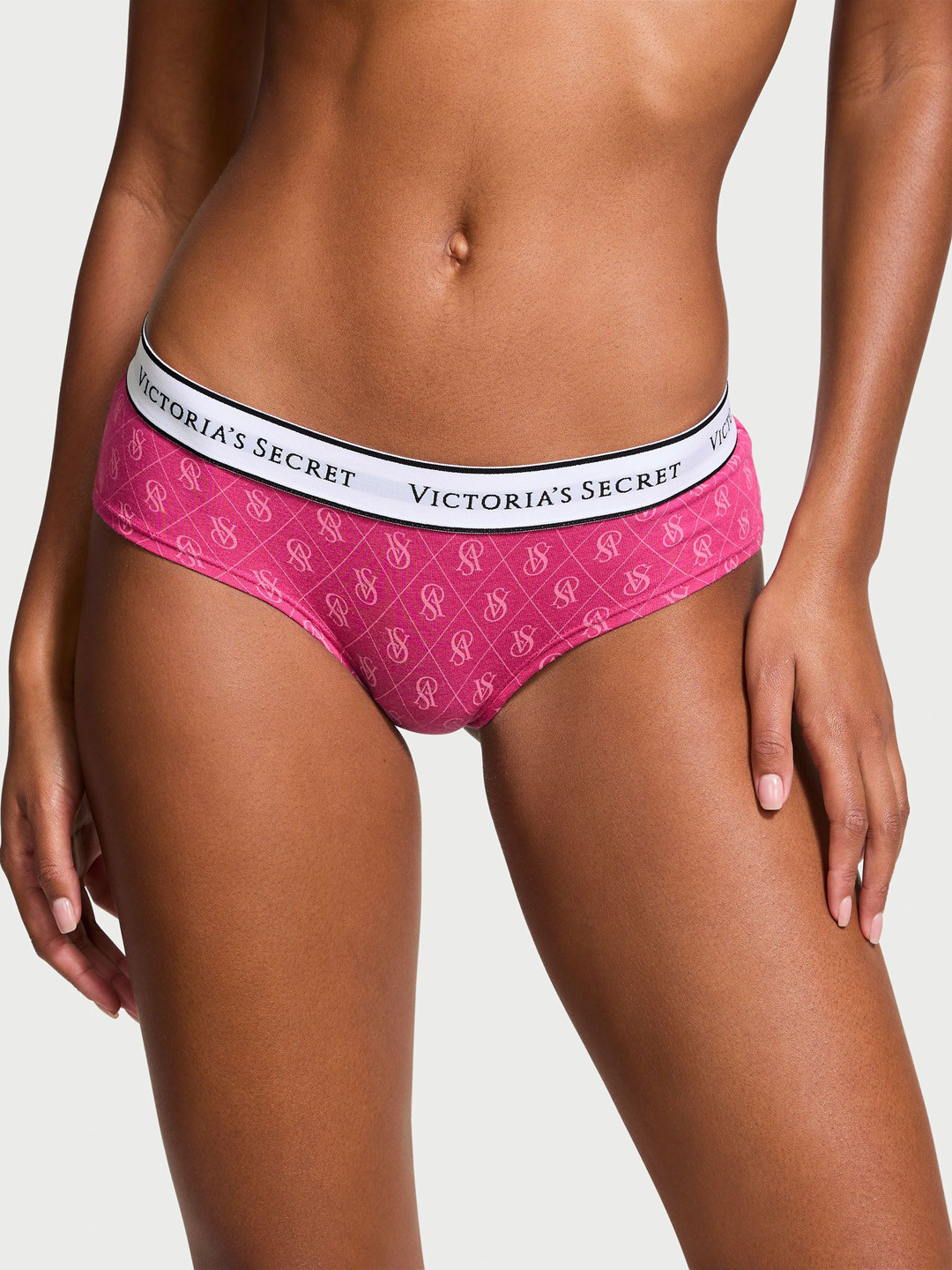 

Victoria's Secret Brand Logo Printed Mid-rise Basic Briefs 112444816F3W, Pink
