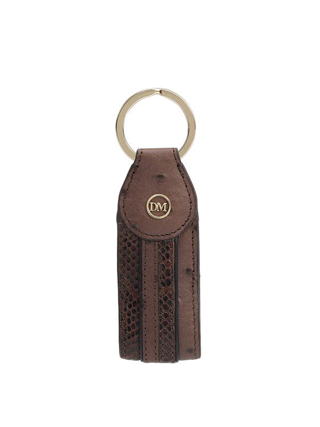 

Da Milano Textured Leather Key Chain, Brown