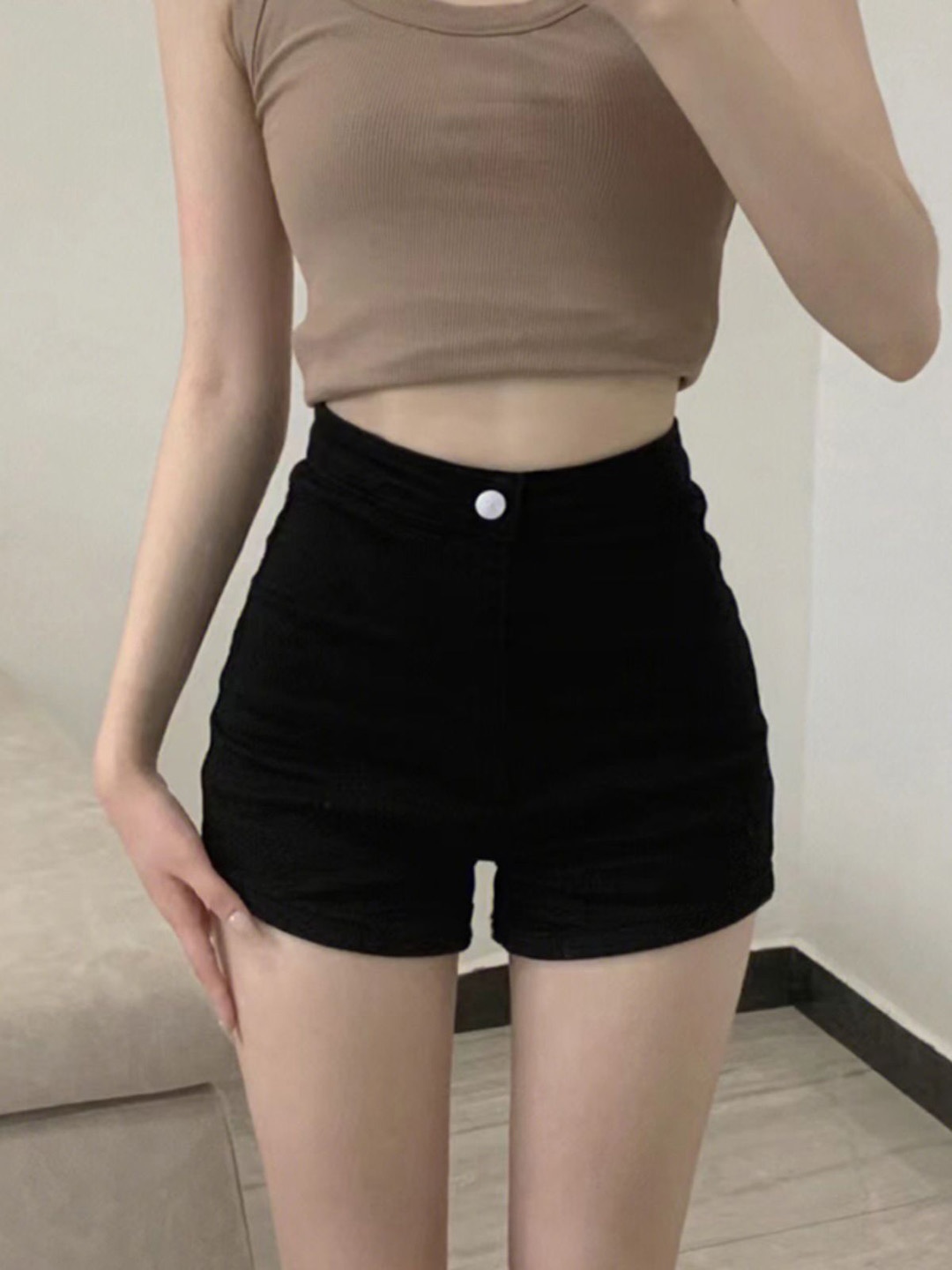 

StyleCast Women Solid Slim Fit High-Rise Shorts, Black