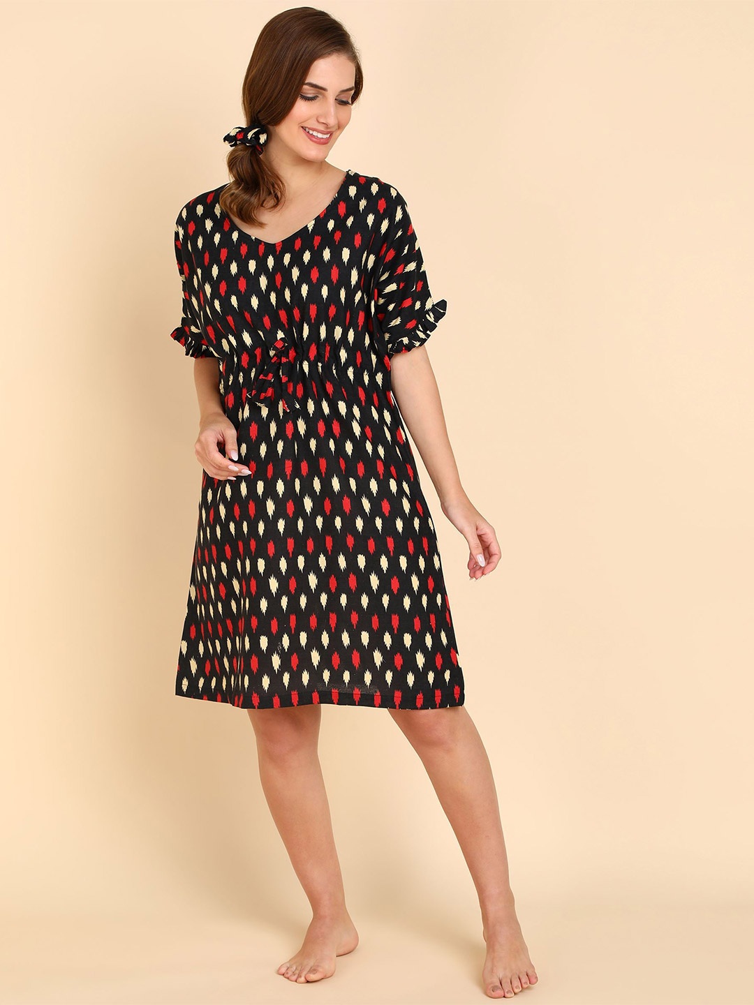 

Aartej Printed Nightdress, Black