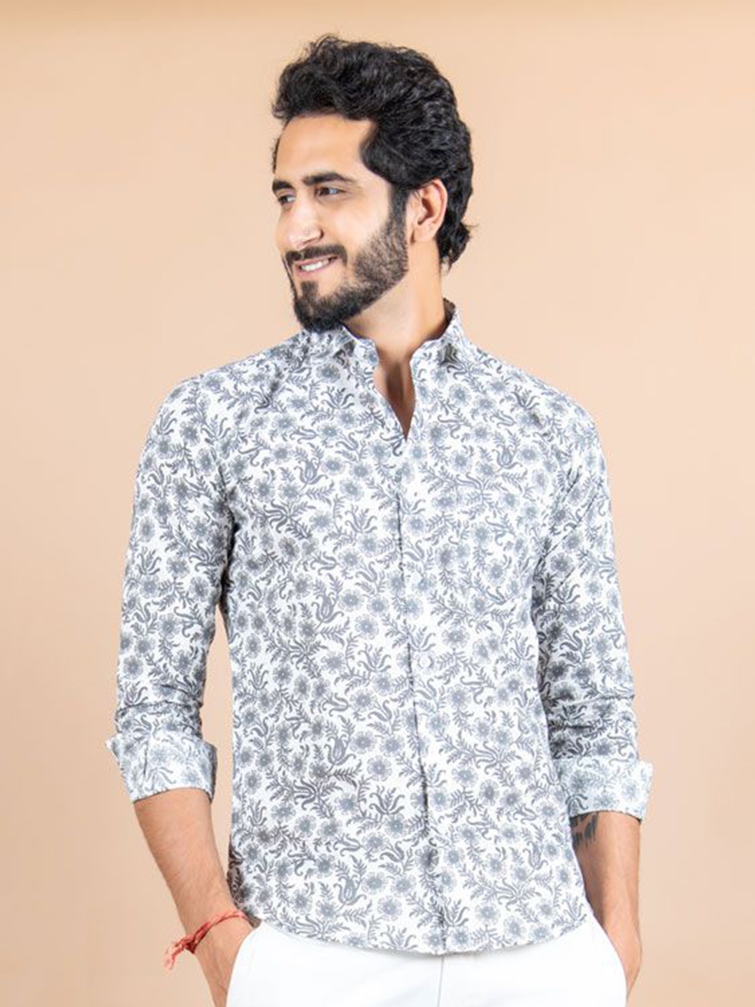 

Tistabene Men Standard Floral Opaque Printed Casual Shirt, White