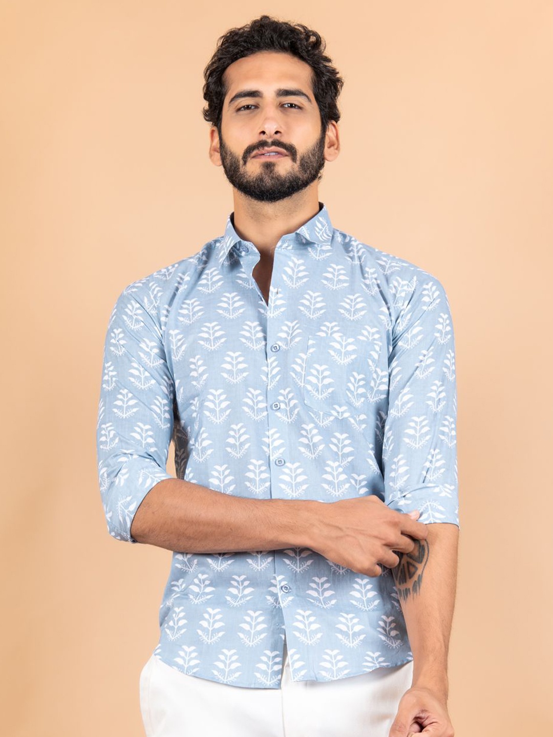 

Tistabene Men Standard Opaque Printed Casual Shirt, Blue