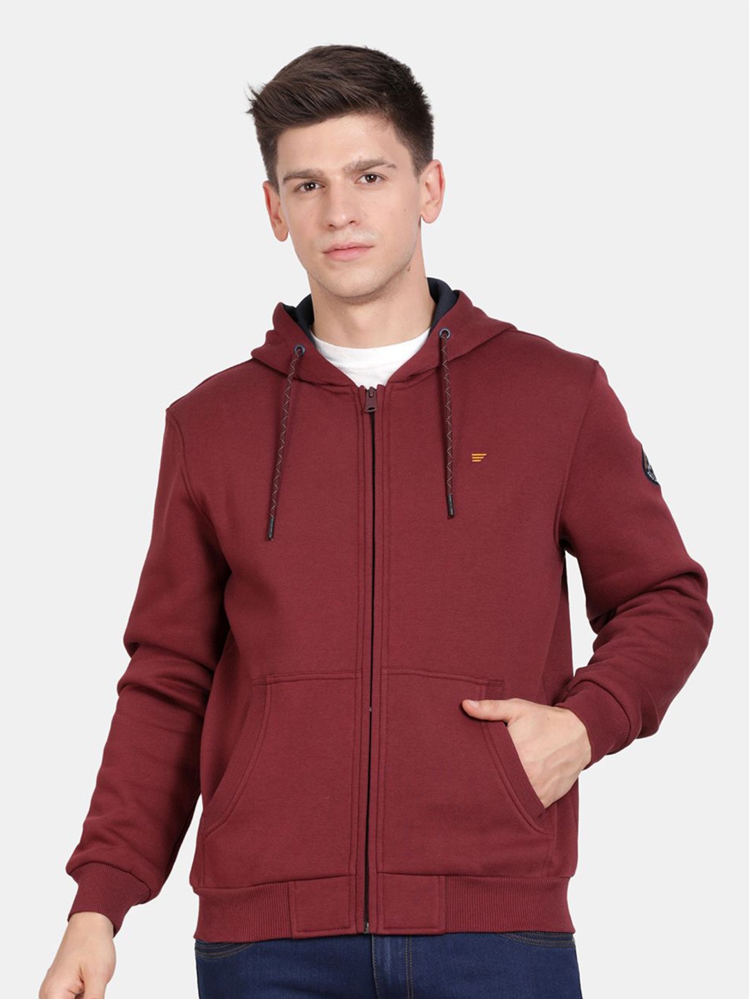 

t-base Men Hooded Solid Sweatshirt, Burgundy