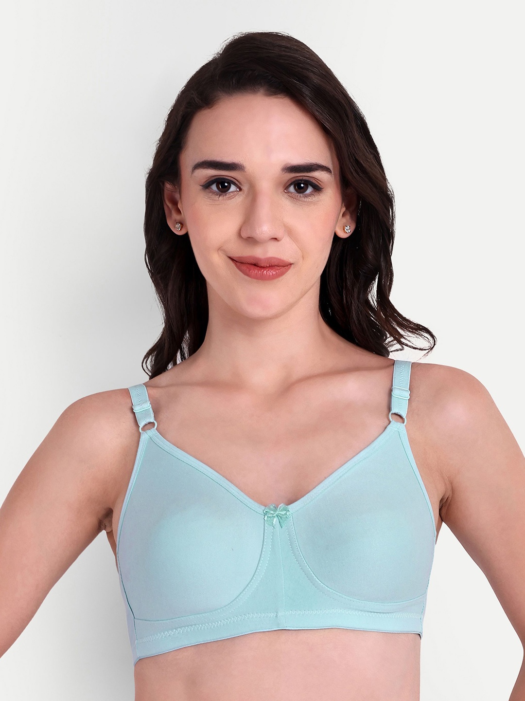 

Skin Beauty Solid Bra Full Coverage Non-Wired Non Padded, Turquoise blue