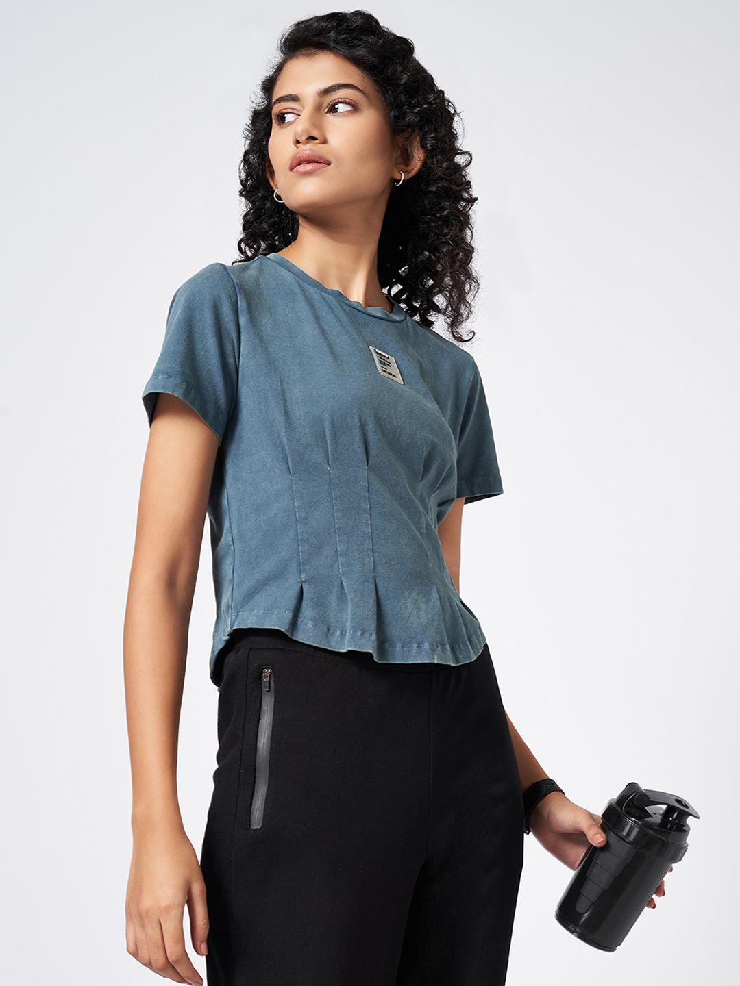 

Ajile by Pantaloons Cotton High-Low Top, Steel