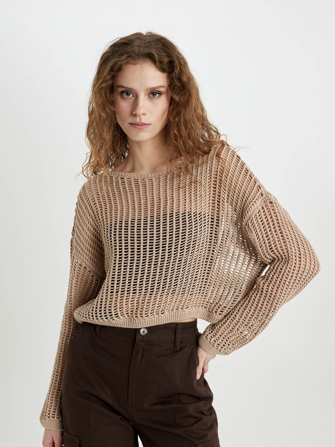 

DeFacto Women Quirky Pullover, Brown
