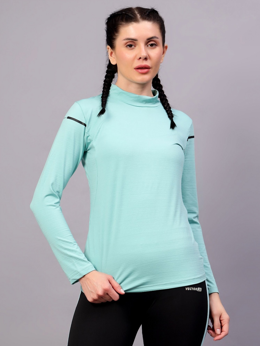 

VECTOR X Women Solid Round Neck T-shirt, Turquoise blue