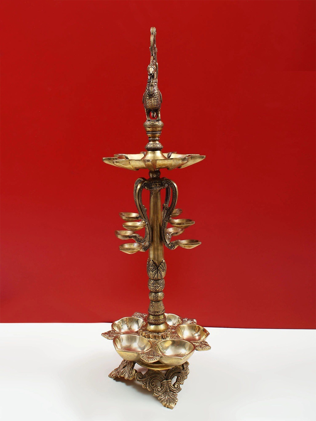 

Exotic India 25" Brass Peacock Lamp, Gold