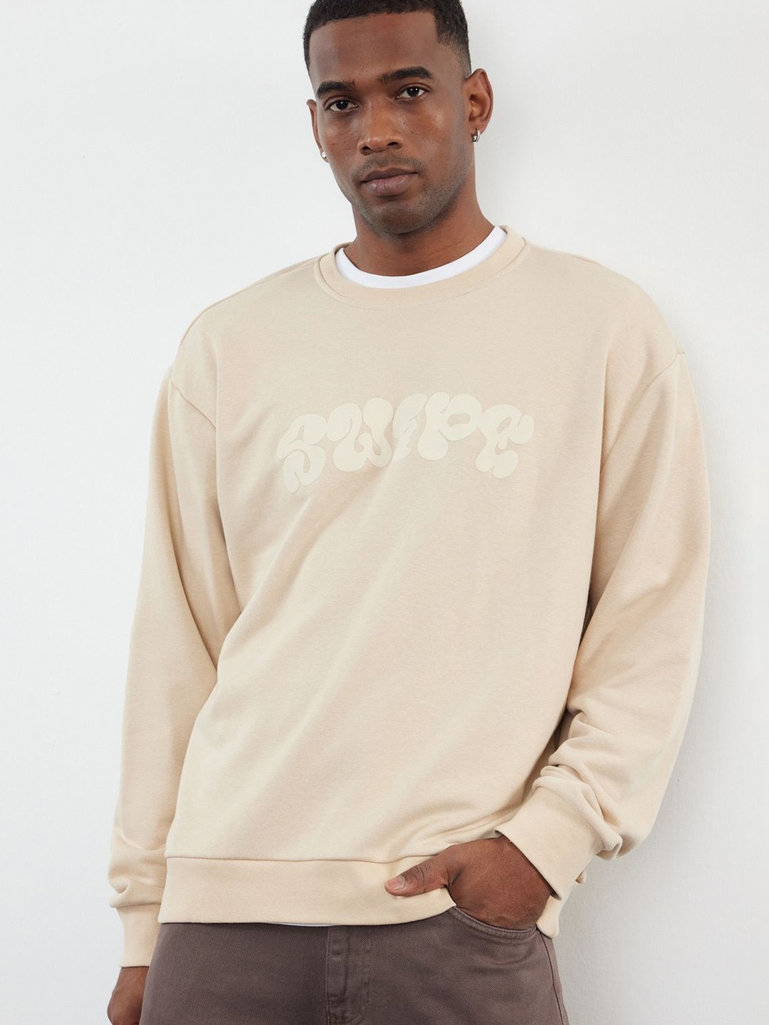 

Trendyol Men Typography Printed Sweatshirt, Beige