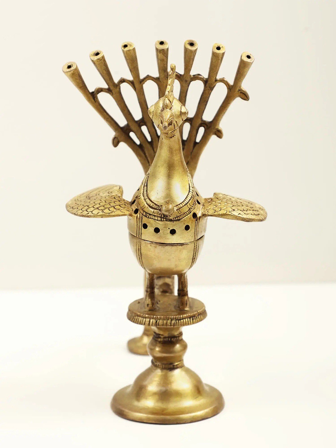 

Exotic India 8" Brass Peacock Incense Burner, Yellow