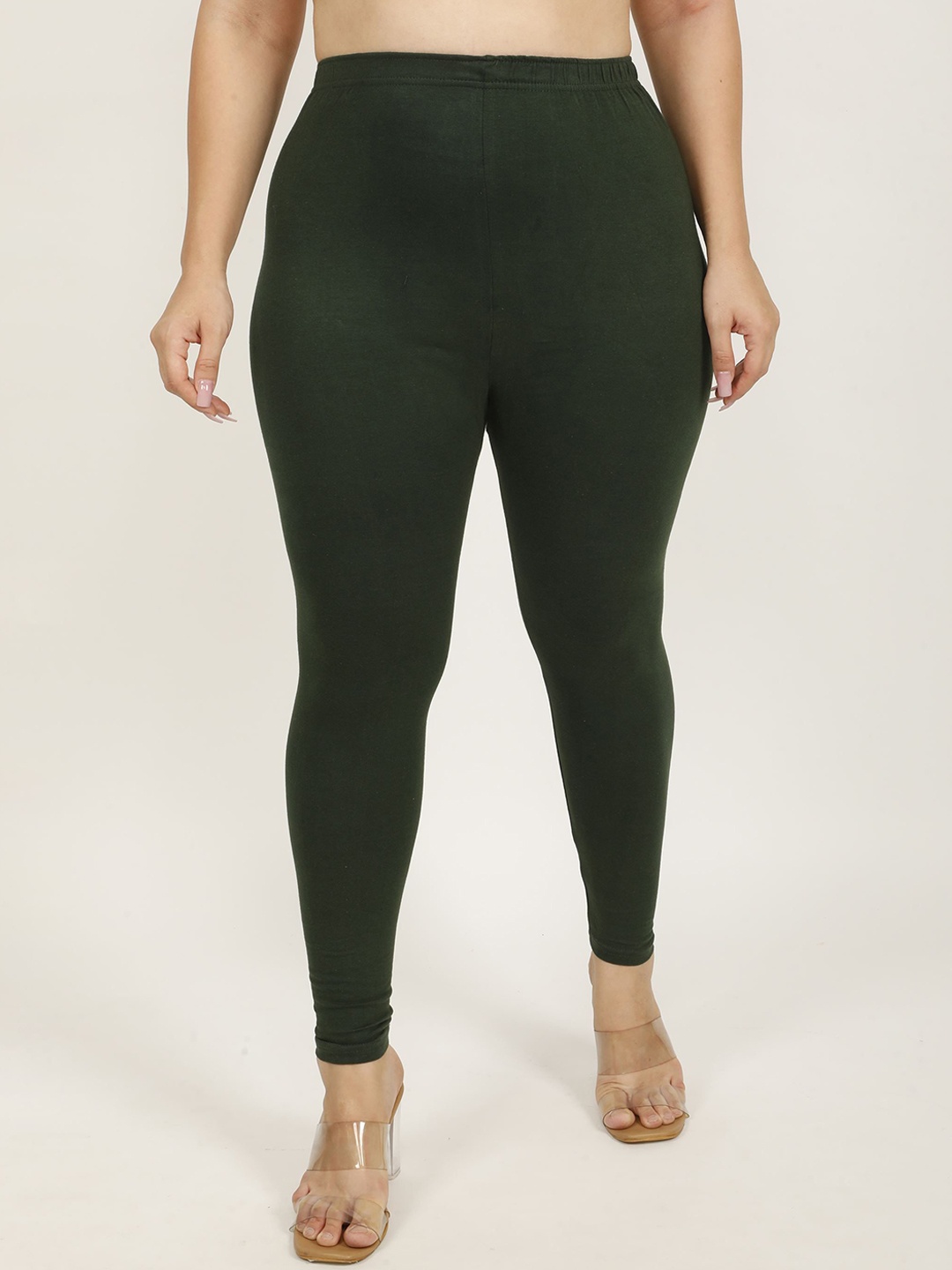 

DUNBERRY LONDON Premium Plus Size Pure Cotton Lycra Ankle Fit Leggings, Green