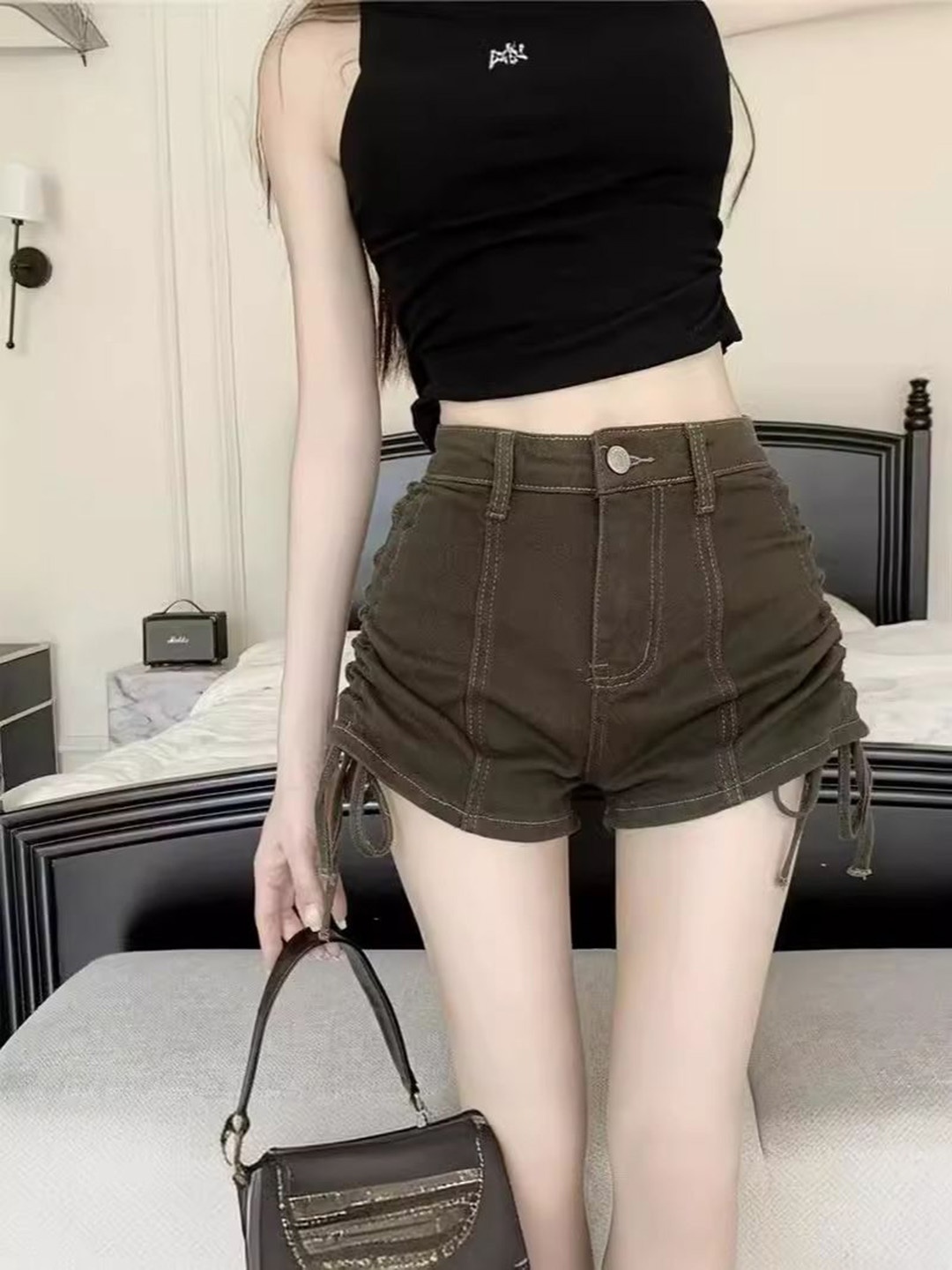 

StyleCast Women Slim Fit High-Rise Shorts, Brown