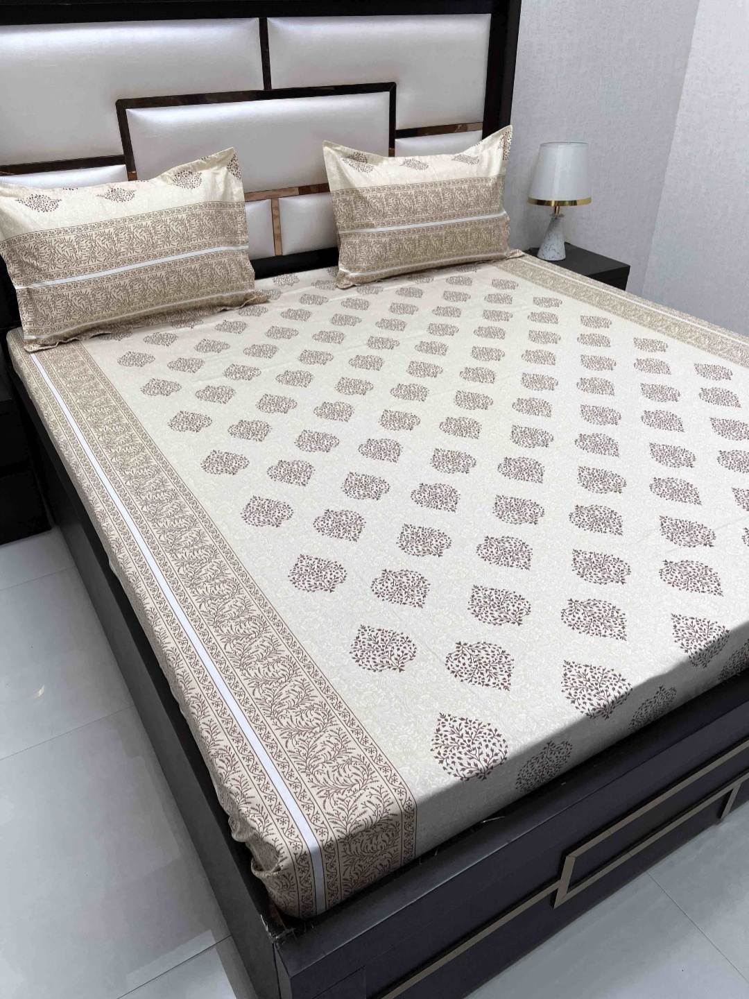 

Pure Decor Yellow Ethnic Motifs 400 TC Pure Cotton Queen Bedsheet with 2 Pillow Covers