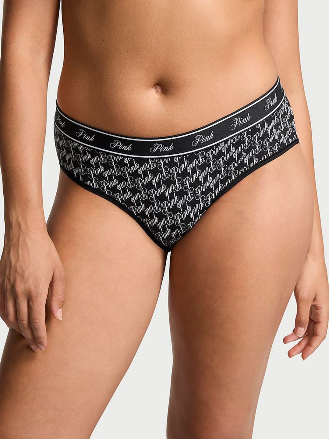 

Victoria's Secret PINK Printed Low Rise Hipster Briefs-112458376DAK, Black