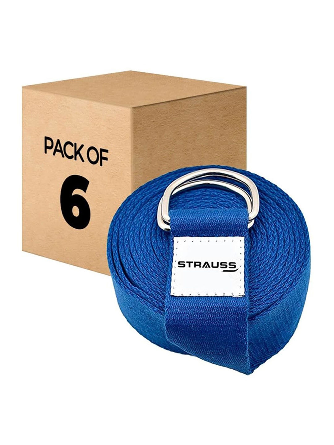 

STRAUSS Pack of 6 Yoga Strap & Stretching Belt, Blue