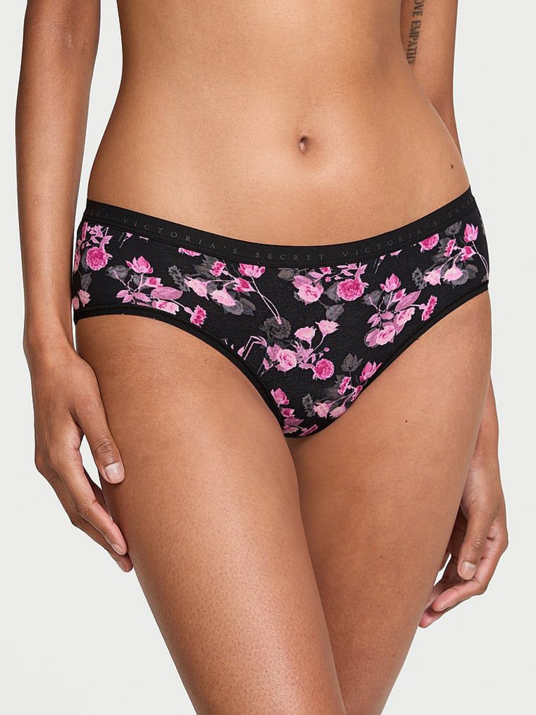 

Victoria's Secret Floral Printed Mid-Rise Hipster Briefs 112448506G4O, Black