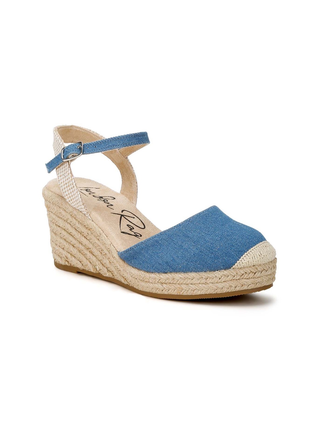 

London Rag Women Wedge Heeled Sandals With Buckles, Blue