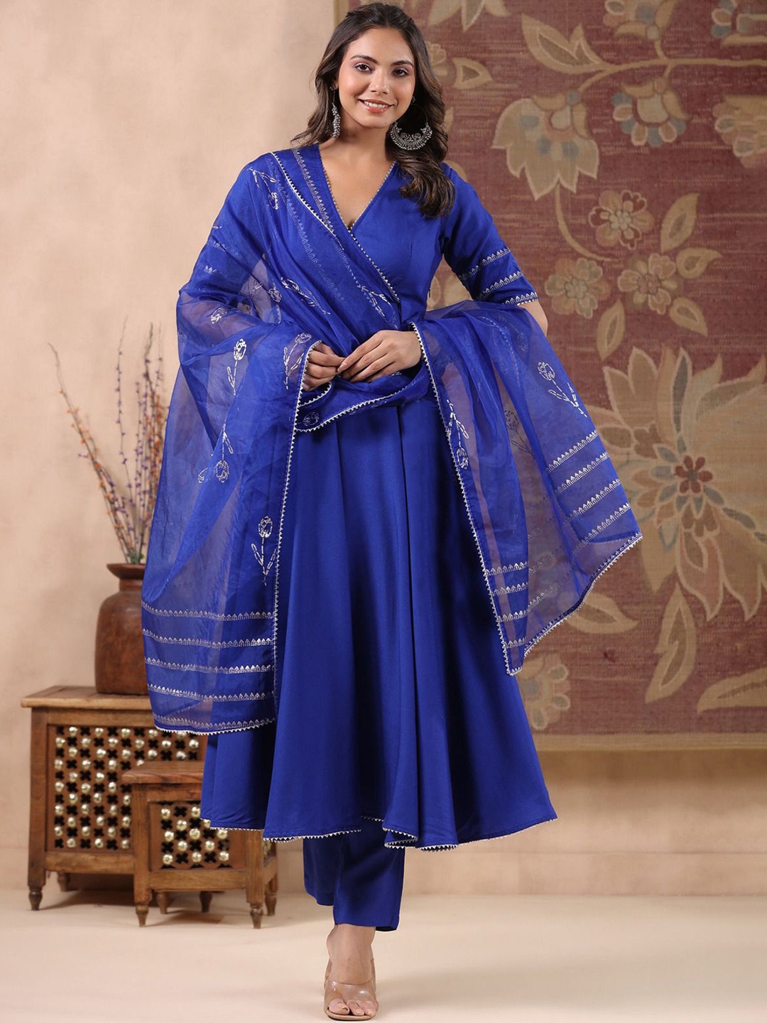 

Anni Designer Gotta Patti Kurta with Trousers & Dupatta, Blue