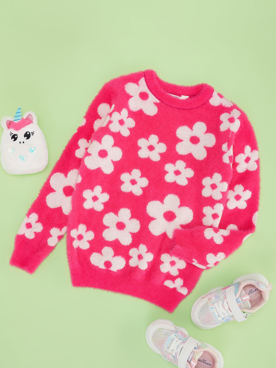 

Pantaloons Junior Girls Floral Printed Pullover, Pink