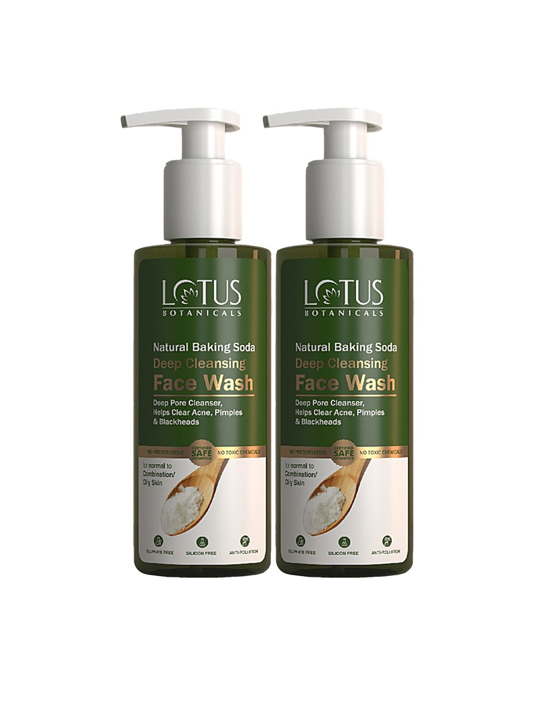 

Lotus Botanicals Set of 2 Deep Cleansing Baking Soda Face Wash-180 ml each, Green