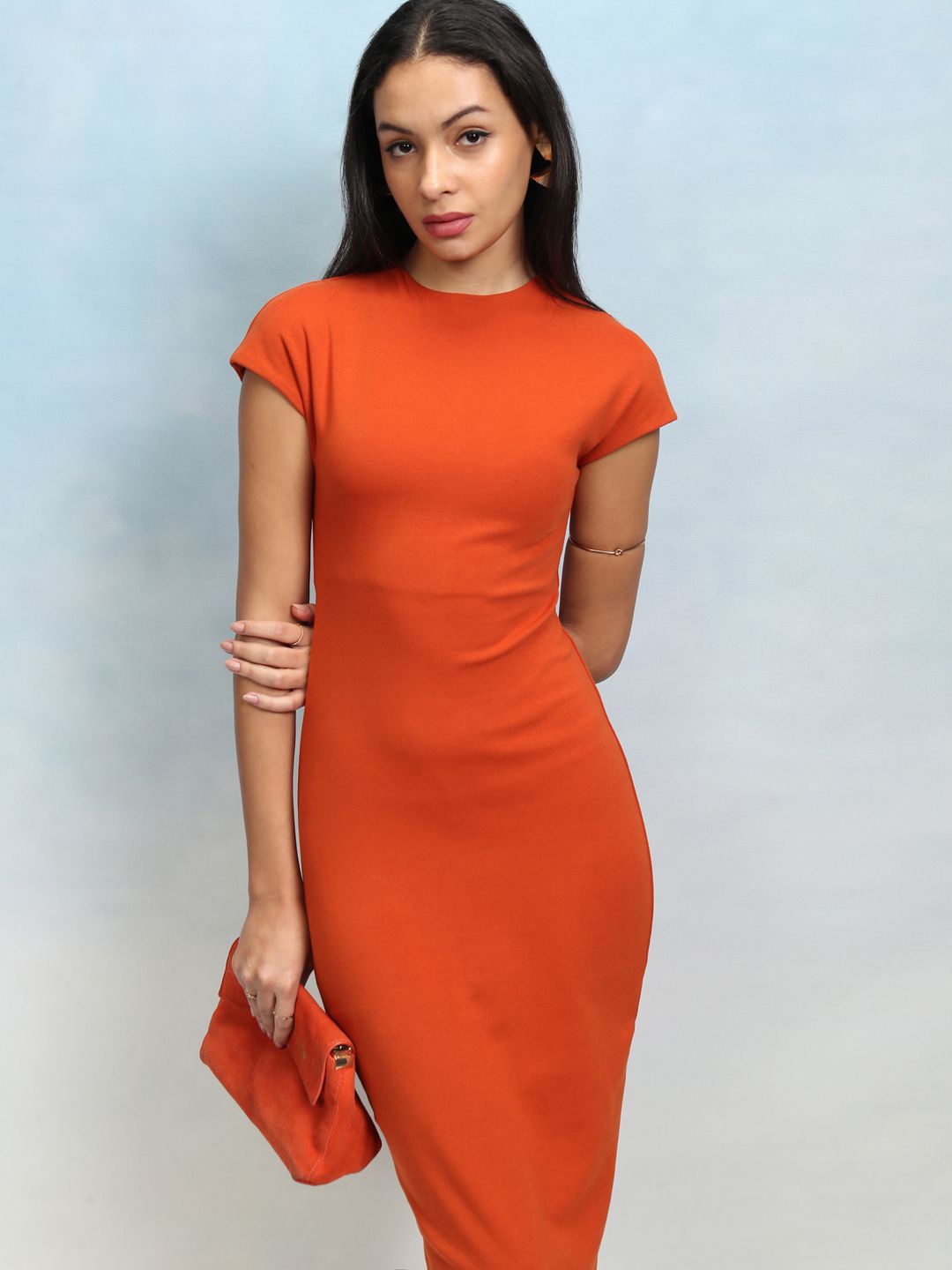 

Tokyo Talkies Bodycon Midi Dress, Rust