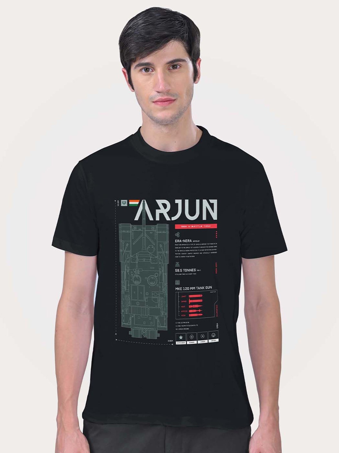 

Aero Armour Unisex Typography Printed Round Neck Cotton T-Shirt, Black