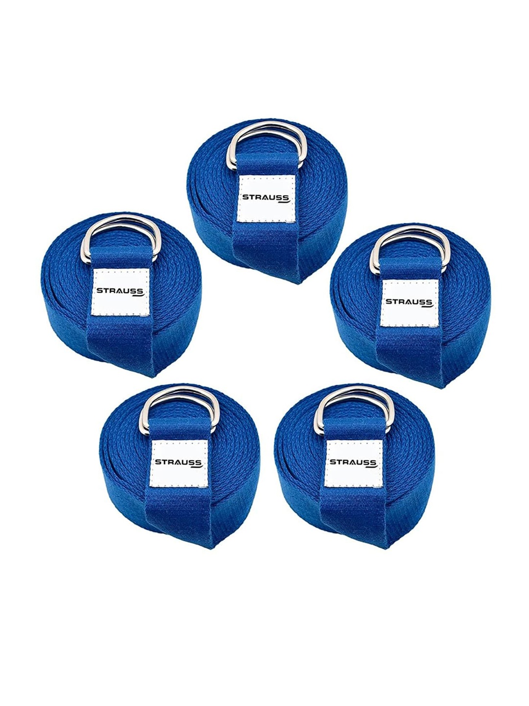 

STRAUSS Set Of 5 Yoga Strap & Stretching Belt, Blue