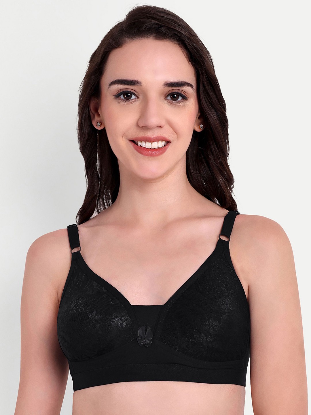 

Skin Beauty Solid Full Coverage Non Padded Bra, Black