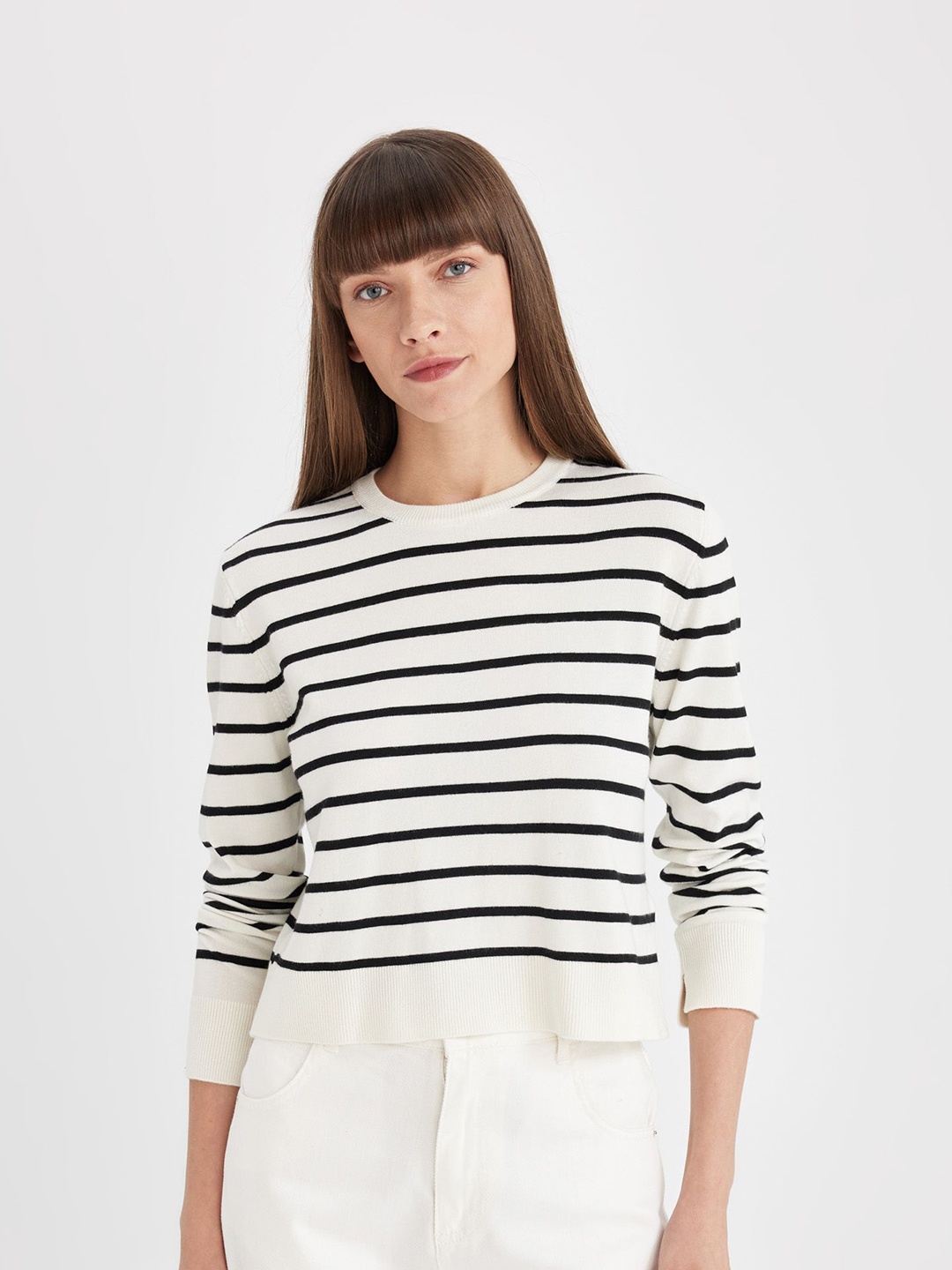 

DeFacto Women Striped Pullover, White