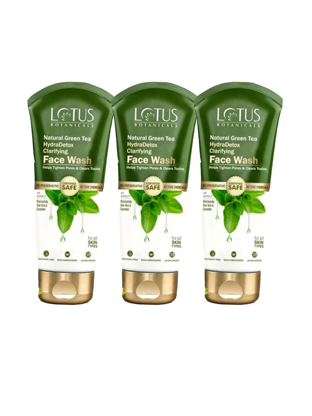 

Lotus Botanicals Set Of 3 HydraDetox Clarifying Face Wash-100ml each, Green