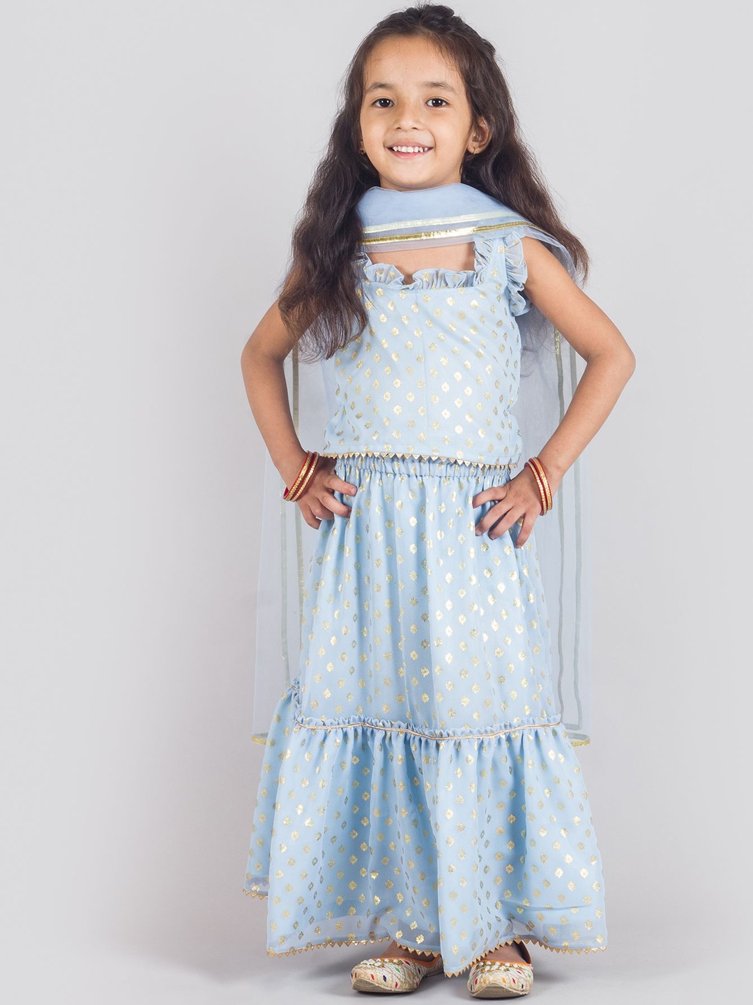 

Tangerine Closet Printed Ready to Wear Lehenga & Blouse With Dupatta, Blue