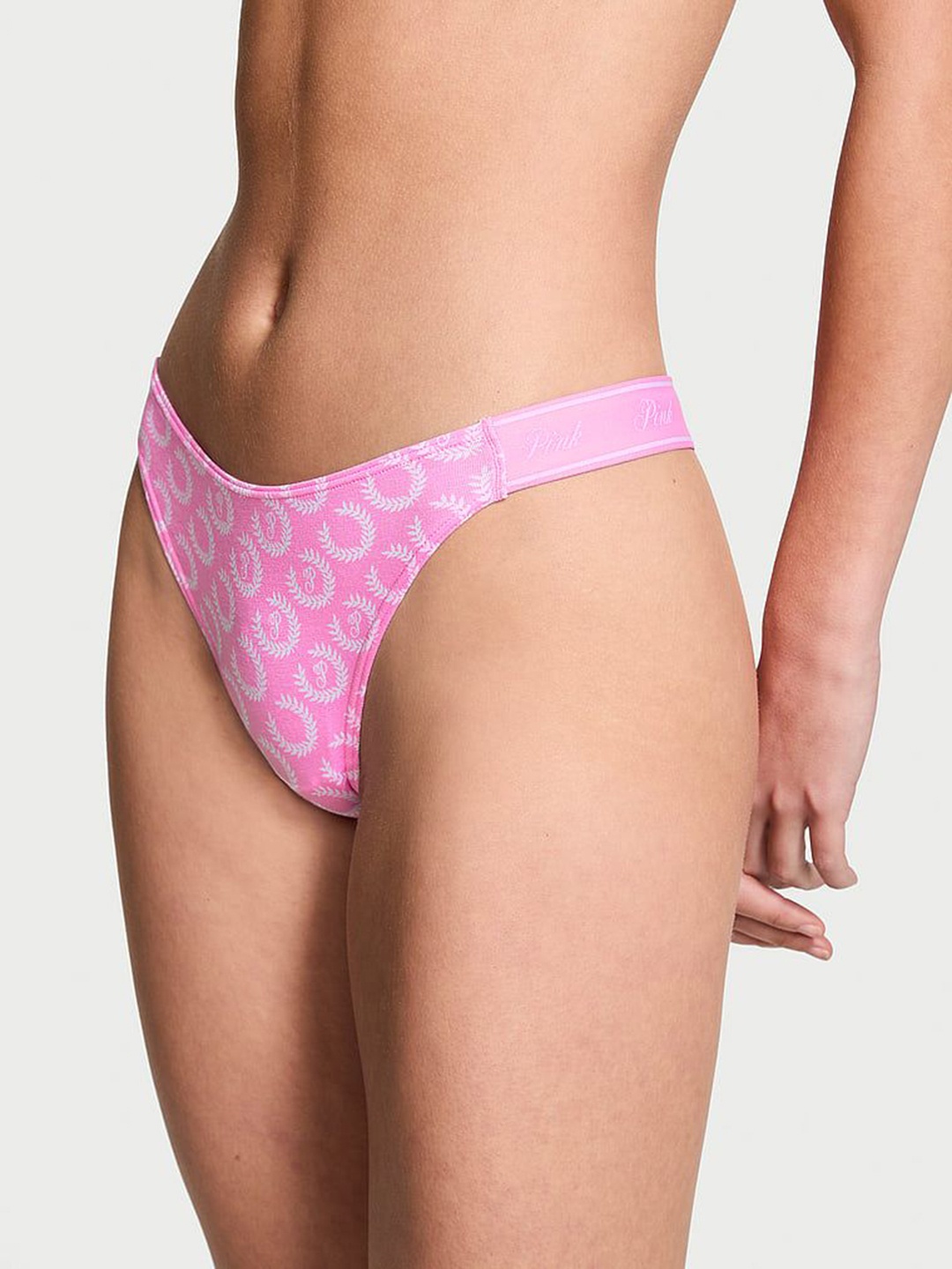 

Victoria's Secret Women Floral Printed Thongs Briefs, Pink