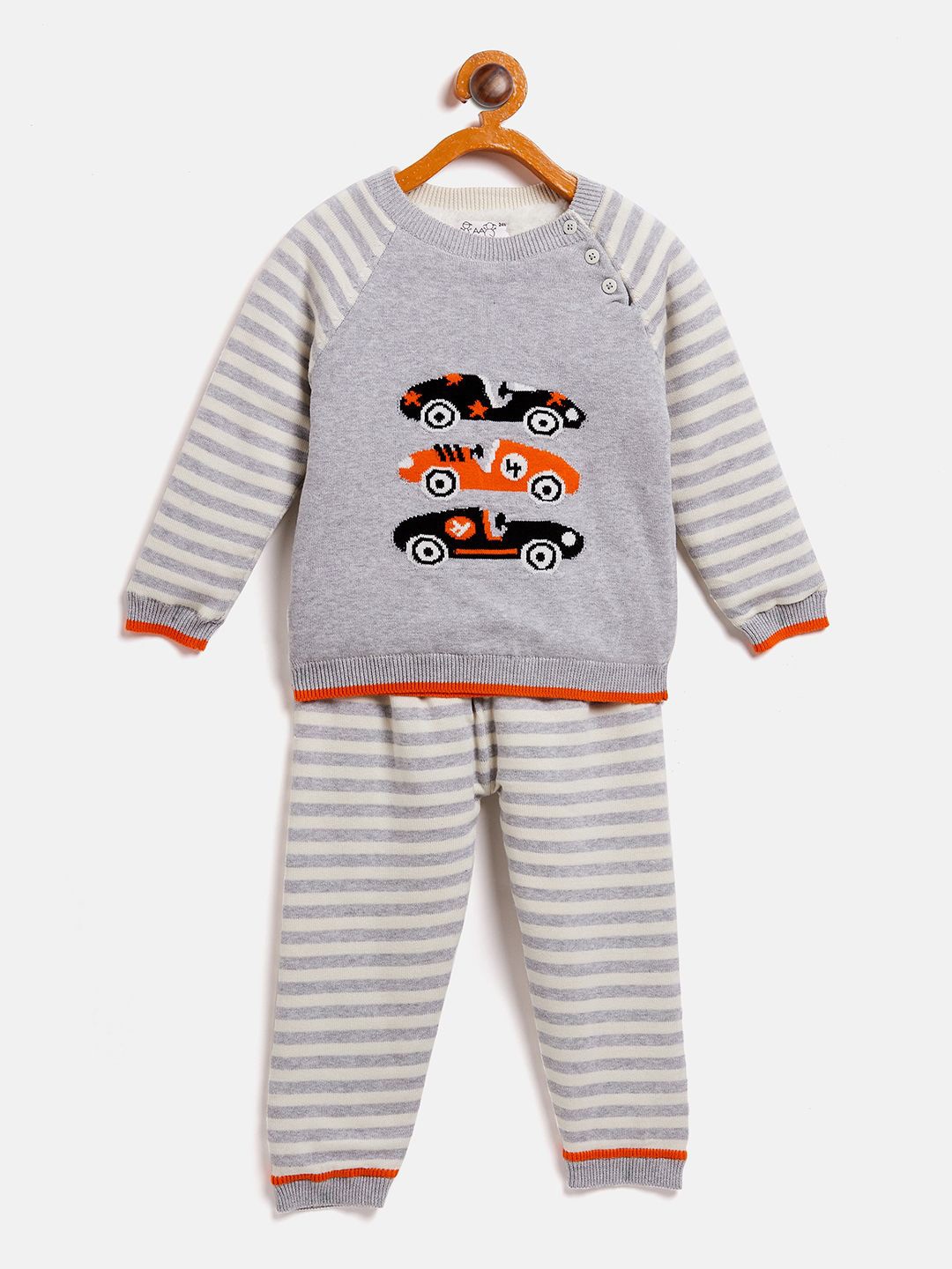 

JWAAQ Kids Self Design Pure Cotton Sweatshirt With Joggers, Grey