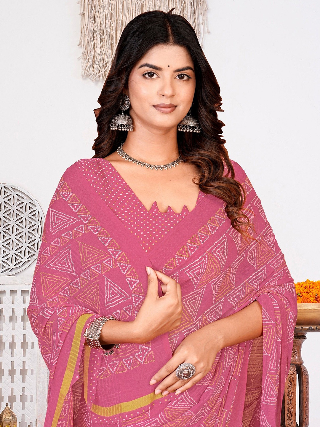 

EMV Pure Chiffon Saree, Pink