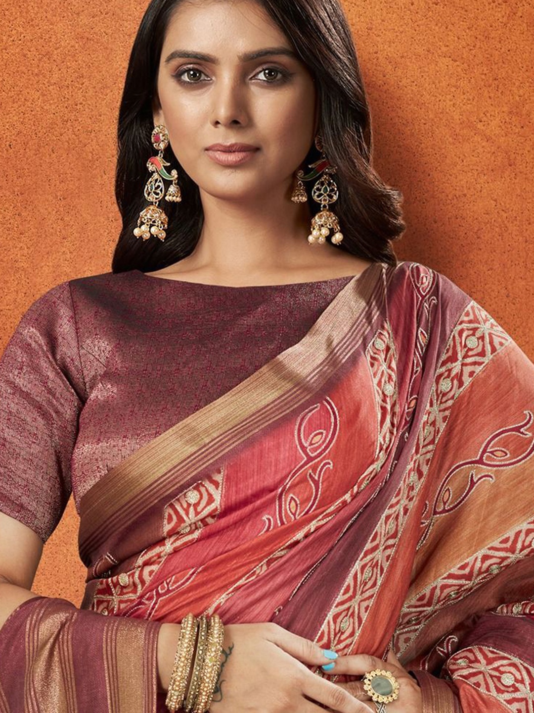 

Nimayaa Leheriya Zari Poly Crepe Saree, Mauve