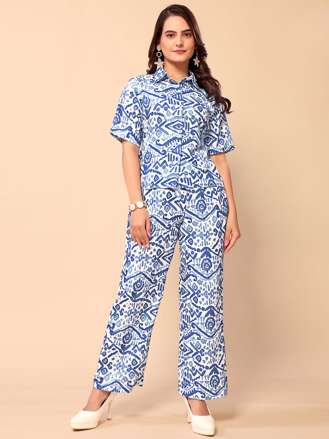 

Murcia Printed Shirt With Trouser, White