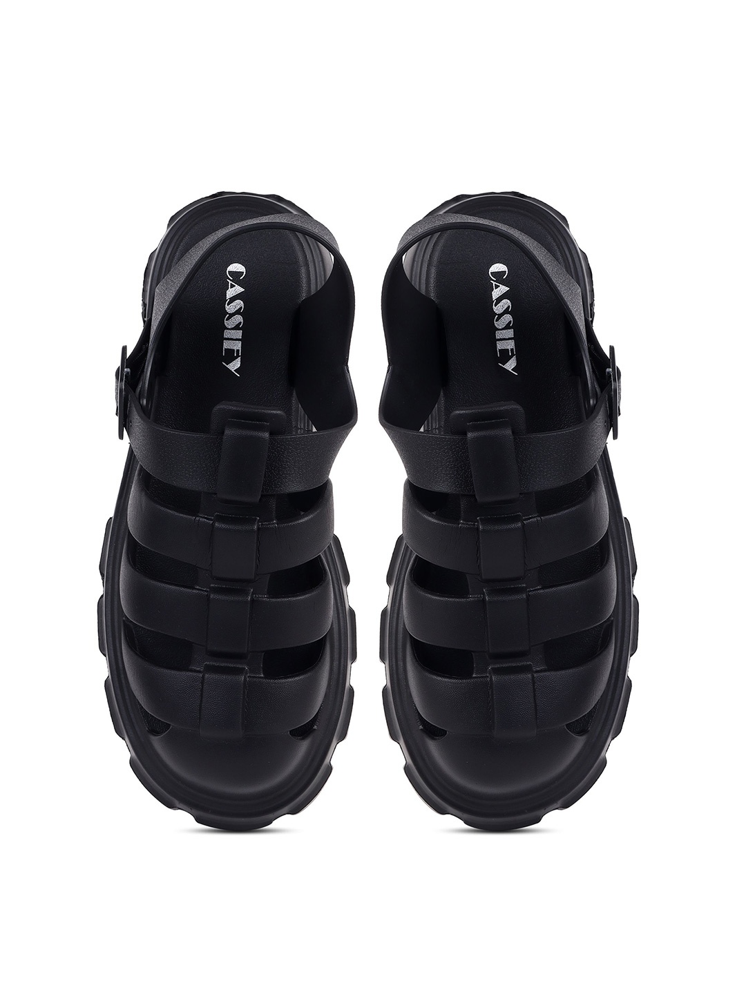 

CASSIEY Women Rubber Sliders, Black