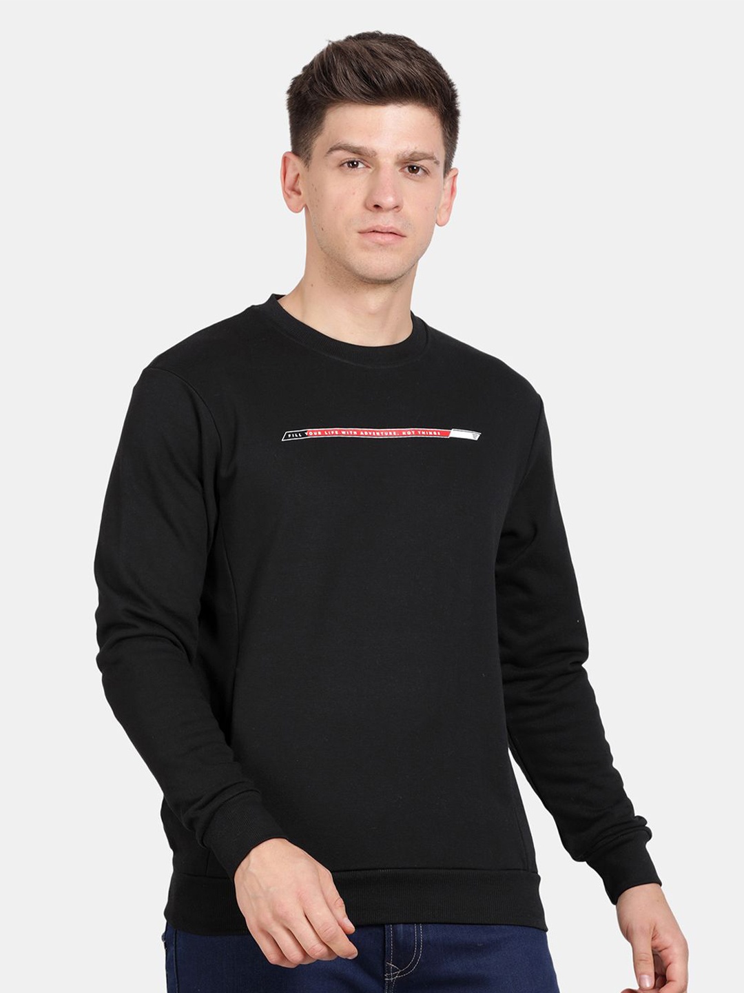 

t-base Men Printed Sweatshirt, Black