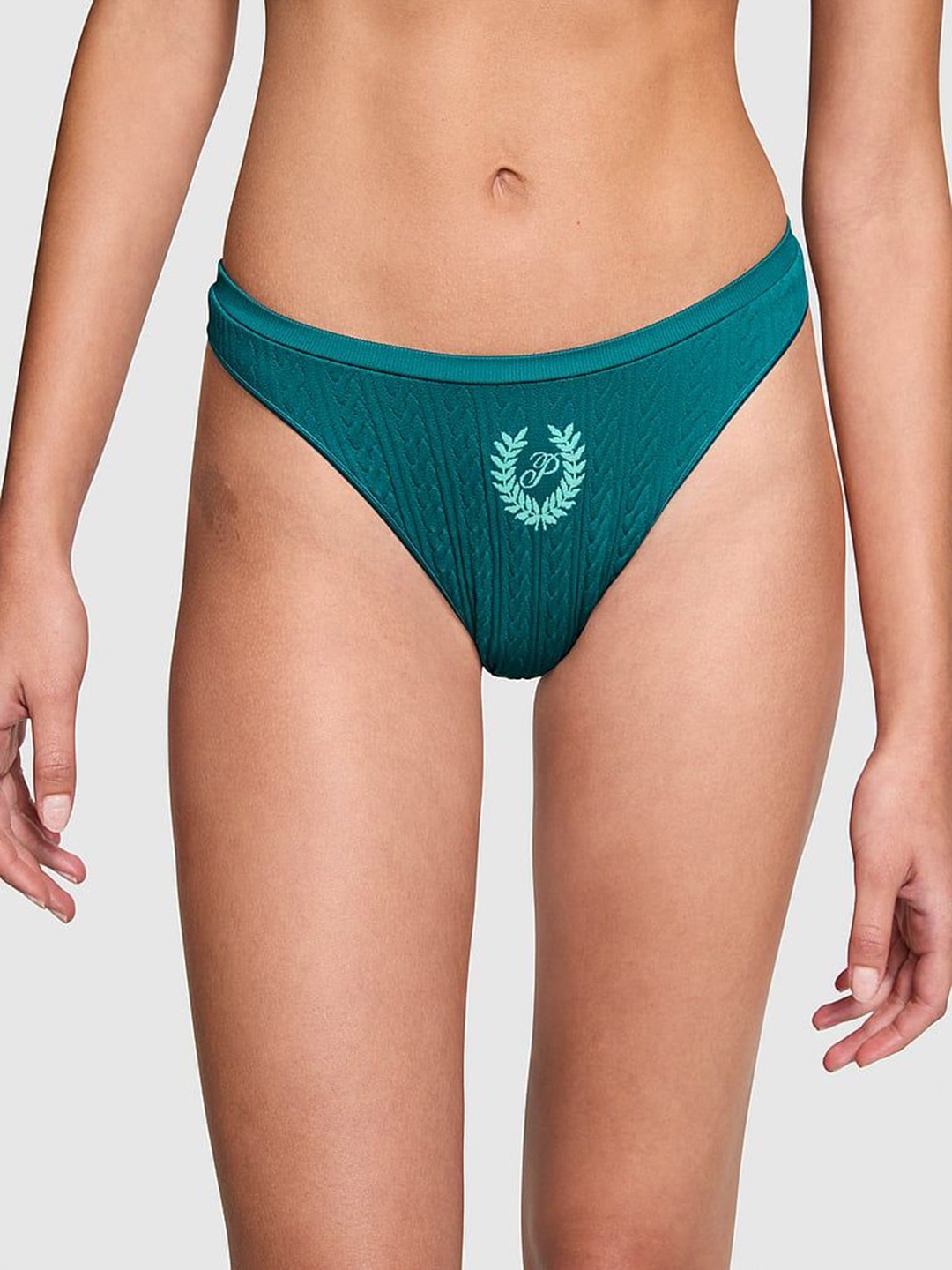 

Victoria's Secret Women Self Design Low-rise Thong Seamless Briefs, Green