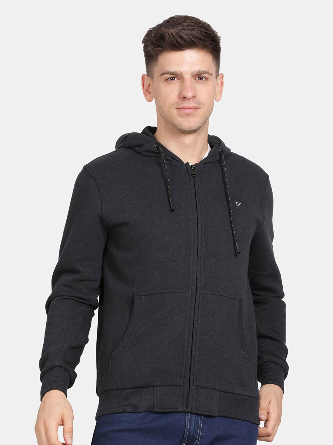 

t-base Men Solid Hooded Sweatshirt, Black