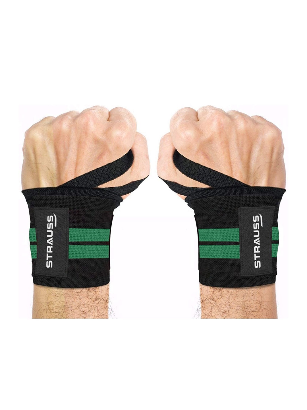 

STRAUSS Cotton Wrist Supporter With Thumb Loop Straps & Closures|, Black