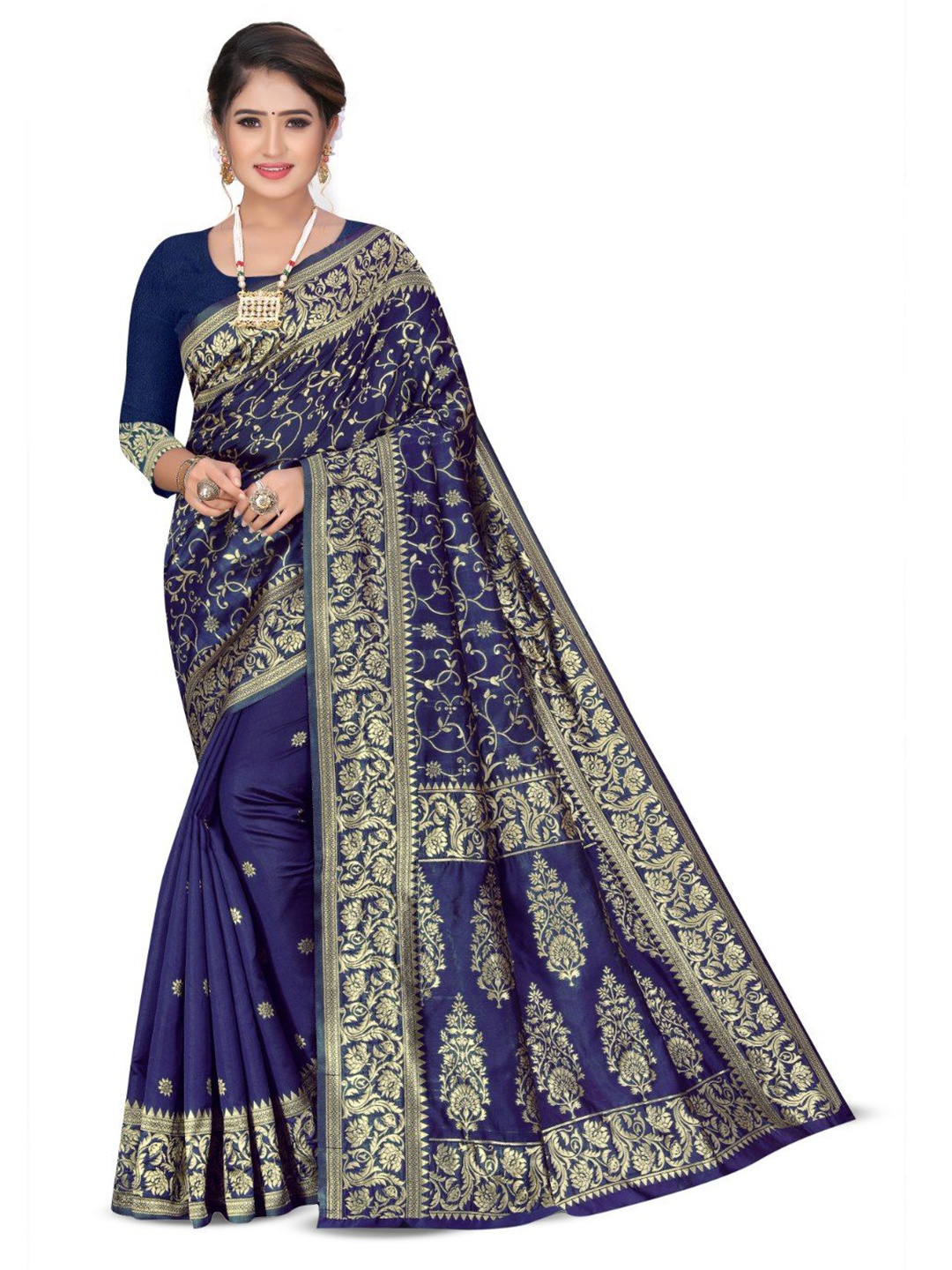 

Tulip Eden Woven Design Zari Banarasi Saree, Blue