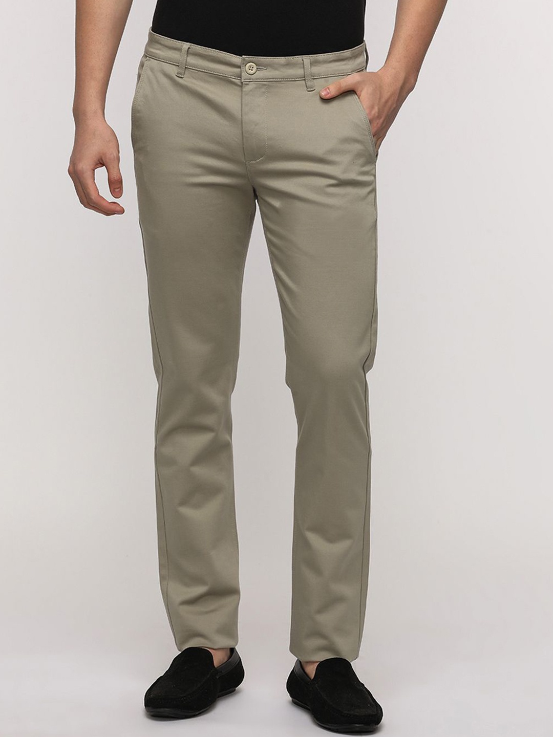

Crocodile Men Classic Slim Fit Mid-Rise Easy Wash Regular Trousers, Beige